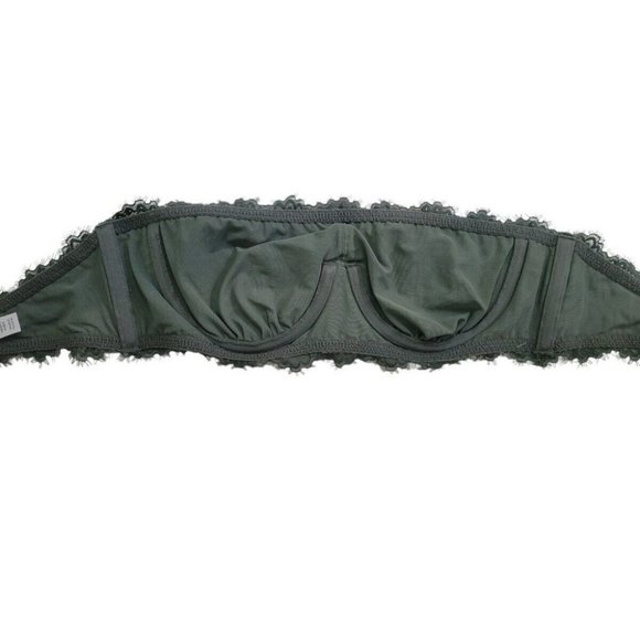 Aerie Eyelash Lace Bandeau Bra Strapless Underwire 32C NWOT - Picture 9 of 11